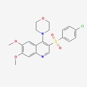 molecular formula C21H21ClN2O5S B2622337 3-(4-Chlorobenzenesulfonyl)-6,7-dimethoxy-4-(morpholin-4-yl)quinoline CAS No. 866897-13-4