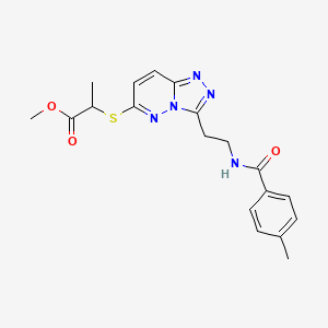 molecular formula C19H21N5O3S B2622338 Methyl 2-((3-(2-(4-methylbenzamido)ethyl)-[1,2,4]triazolo[4,3-b]pyridazin-6-yl)thio)propanoate CAS No. 872995-38-5