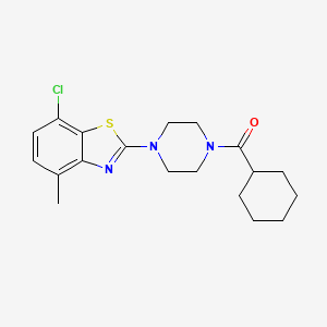 molecular formula C19H24ClN3OS B2622342 (4-(7-Chloro-4-methylbenzo[d]thiazol-2-yl)piperazin-1-yl)(cyclohexyl)methanone CAS No. 897488-35-6