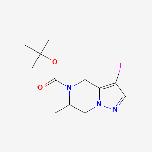 molecular formula C12H18IN3O2 B2622347 tert-butyl 3-iodo-6-methyl-6,7-dihydro-4H-pyrazolo[1,5-a]pyrazine-5-carboxylate CAS No. 1967003-23-1