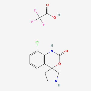 molecular formula C13H12ClF3N2O4 B2622348 8-Chlorospiro[1H-3,1-benzoxazine-4,3'-pyrrolidine]-2-one;2,2,2-trifluoroacetic acid CAS No. 2361636-24-8