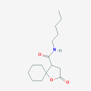 molecular formula C15H25NO3 B262235 2-oxo-N-pentyl-1-oxaspiro[4.5]decane-4-carboxamide 