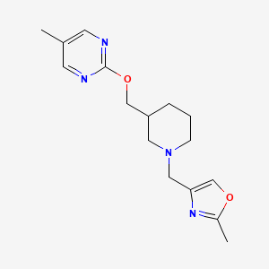 molecular formula C16H22N4O2 B2622355 2-Methyl-4-[[3-[(5-methylpyrimidin-2-yl)oxymethyl]piperidin-1-yl]methyl]-1,3-oxazole CAS No. 2380069-52-1