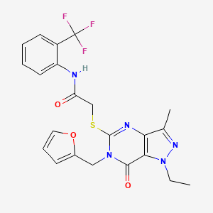 2-({1-ethyl-6-[(furan-2-yl)methyl]-3-methyl-7-oxo-1H,6H,7H-pyrazolo[4,3-d]pyrimidin-5-yl}sulfanyl)-N-[2-(trifluoromethyl)phenyl]acetamide