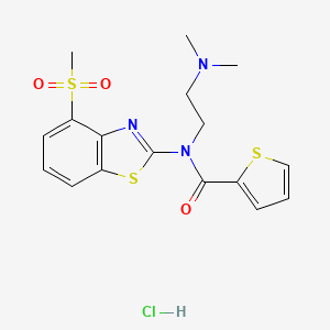 molecular formula C17H20ClN3O3S3 B2622365 N-(2-(dimethylamino)ethyl)-N-(4-(methylsulfonyl)benzo[d]thiazol-2-yl)thiophene-2-carboxamide hydrochloride CAS No. 1217026-49-7