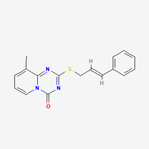 molecular formula C17H15N3OS B2622368 2-(cinnamylthio)-9-methyl-4H-pyrido[1,2-a][1,3,5]triazin-4-one CAS No. 896337-59-0