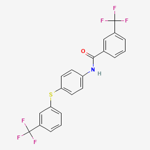 molecular formula C21H13F6NOS B2622369 3-(trifluoromethyl)-N-[4-[3-(trifluoromethyl)phenyl]sulfanylphenyl]benzamide CAS No. 339104-72-2