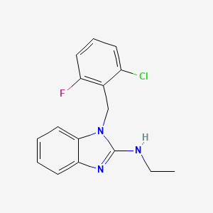 molecular formula C16H15ClFN3 B2622375 N-[1-(2-chloro-6-fluorobenzyl)-1H-1,3-benzimidazol-2-yl]-N-ethylamine CAS No. 866137-42-0