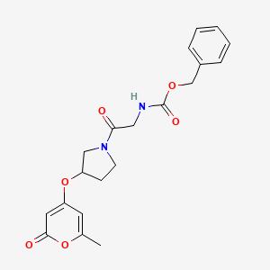 molecular formula C20H22N2O6 B2622376 benzyl (2-(3-((6-methyl-2-oxo-2H-pyran-4-yl)oxy)pyrrolidin-1-yl)-2-oxoethyl)carbamate CAS No. 1705334-47-9