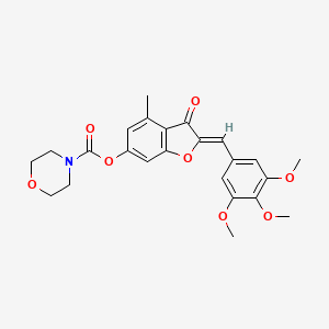 molecular formula C24H25NO8 B2622380 (Z)-4-methyl-3-oxo-2-(3,4,5-trimethoxybenzylidene)-2,3-dihydrobenzofuran-6-yl morpholine-4-carboxylate CAS No. 903202-55-1
