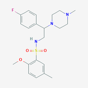 molecular formula C21H28FN3O3S B2622385 N-(2-(4-fluorophenyl)-2-(4-methylpiperazin-1-yl)ethyl)-2-methoxy-5-methylbenzenesulfonamide CAS No. 903304-25-6