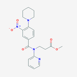 molecular formula C21H24N4O5 B2622427 Methyl 3-[(3-nitro-4-piperidin-1-ylbenzoyl)-pyridin-2-ylamino]propanoate CAS No. 380192-61-0