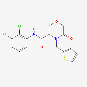 molecular formula C16H14Cl2N2O3S B2622434 N-(2,3-dichlorophenyl)-5-oxo-4-(thiophen-2-ylmethyl)morpholine-3-carboxamide CAS No. 1421442-37-6