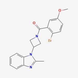 molecular formula C19H18BrN3O2 B2622455 (2-Bromo-5-methoxyphenyl)-[3-(2-methylbenzimidazol-1-yl)azetidin-1-yl]methanone CAS No. 2380185-52-2