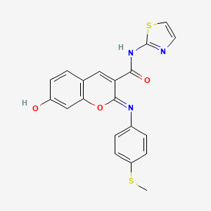 (2Z)-7-hydroxy-2-{[4-(methylsulfanyl)phenyl]imino}-N-(1,3-thiazol-2-yl)-2H-chromene-3-carboxamide