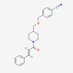 molecular formula C23H24N2O2 B2622467 (E)-4-(((1-cinnamoylpiperidin-4-yl)methoxy)methyl)benzonitrile CAS No. 1396891-67-0