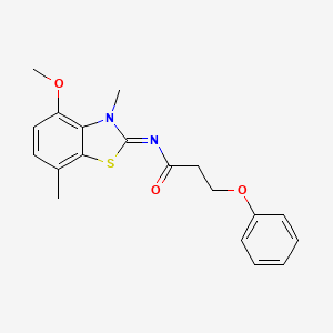 N-(4-methoxy-3,7-dimethyl-1,3-benzothiazol-2-ylidene)-3-phenoxypropanamide