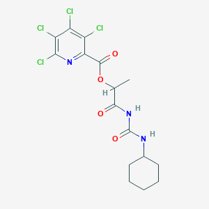 molecular formula C16H17Cl4N3O4 B2622492 1-[(Cyclohexylcarbamoyl)amino]-1-oxopropan-2-yl 3,4,5,6-tetrachloropyridine-2-carboxylate CAS No. 878100-31-3