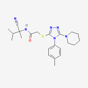 molecular formula C22H30N6OS B2622497 N-(2-cyano-3-methylbutan-2-yl)-2-[[4-(4-methylphenyl)-5-piperidin-1-yl-1,2,4-triazol-3-yl]sulfanyl]acetamide CAS No. 949984-95-6