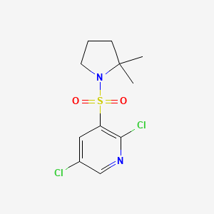 molecular formula C11H14Cl2N2O2S B2622498 2,5-Dichloro-3-[(2,2-dimethylpyrrolidin-1-yl)sulfonyl]pyridine CAS No. 2094528-55-7