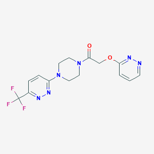 molecular formula C15H15F3N6O2 B2622511 2-Pyridazin-3-yloxy-1-[4-[6-(trifluoromethyl)pyridazin-3-yl]piperazin-1-yl]ethanone CAS No. 2380144-97-6
