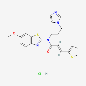 molecular formula C21H21ClN4O2S2 B2622530 (E)-N-(3-(1H-imidazol-1-yl)propyl)-N-(6-methoxybenzo[d]thiazol-2-yl)-3-(thiophen-2-yl)acrylamide hydrochloride CAS No. 1217214-57-7