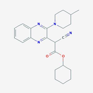 molecular formula C23H28N4O2 B2622534 Cyclohexyl 2-cyano-2-[3-(4-methylpiperidin-1-yl)quinoxalin-2-yl]acetate CAS No. 586995-91-7