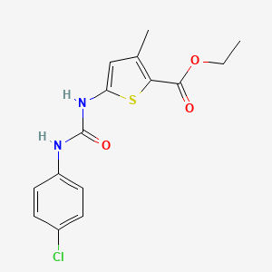 molecular formula C15H15ClN2O3S B2622536 Ethyl 5-[(4-chlorophenyl)carbamoylamino]-3-methylthiophene-2-carboxylate CAS No. 380181-08-8