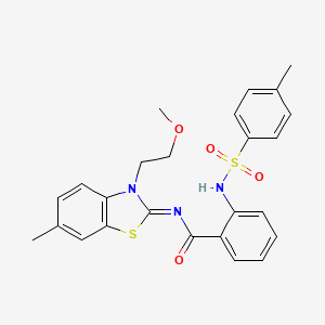 molecular formula C25H25N3O4S2 B2622537 N-[3-(2-methoxyethyl)-6-methyl-1,3-benzothiazol-2-ylidene]-2-[(4-methylphenyl)sulfonylamino]benzamide CAS No. 864975-03-1