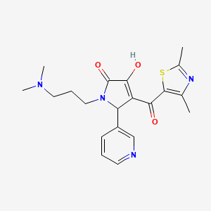 molecular formula C20H24N4O3S B2622542 1-(3-(dimethylamino)propyl)-4-(2,4-dimethylthiazole-5-carbonyl)-3-hydroxy-5-(pyridin-3-yl)-1H-pyrrol-2(5H)-one CAS No. 627815-76-3