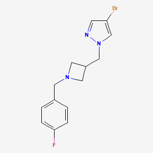molecular formula C14H15BrFN3 B2622546 4-bromo-1-({1-[(4-fluorophenyl)methyl]azetidin-3-yl}methyl)-1H-pyrazole CAS No. 2415634-21-6