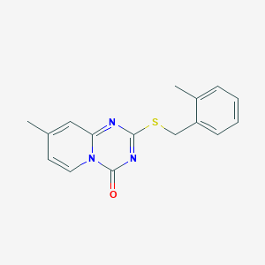 molecular formula C16H15N3OS B2622548 8-Methyl-2-[(2-methylphenyl)methylsulfanyl]pyrido[1,2-a][1,3,5]triazin-4-one CAS No. 896333-55-4