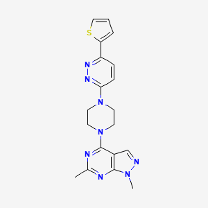 molecular formula C19H20N8S B2622549 1,6-Dimethyl-4-[4-(6-thiophen-2-ylpyridazin-3-yl)piperazin-1-yl]pyrazolo[3,4-d]pyrimidine CAS No. 2380180-29-8