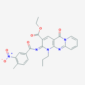 molecular formula C25H23N5O6 B2622557 (Z)-ethyl 2-((4-methyl-3-nitrobenzoyl)imino)-5-oxo-1-propyl-2,5-dihydro-1H-dipyrido[1,2-a:2',3'-d]pyrimidine-3-carboxylate CAS No. 534566-46-6