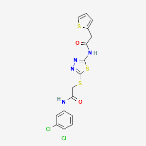 molecular formula C16H12Cl2N4O2S3 B2622558 N-(3,4-dichlorophenyl)-2-((5-(2-(thiophen-2-yl)acetamido)-1,3,4-thiadiazol-2-yl)thio)acetamide CAS No. 896032-94-3