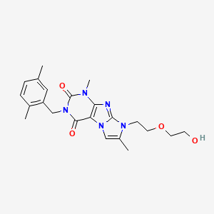 molecular formula C22H27N5O4 B2622584 3-(2,5-dimethylbenzyl)-8-(2-(2-hydroxyethoxy)ethyl)-1,7-dimethyl-1H-imidazo[2,1-f]purine-2,4(3H,8H)-dione CAS No. 919040-93-0