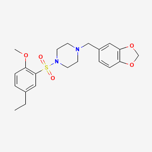 molecular formula C21H26N2O5S B2622585 1-[(2H-1,3-benzodioxol-5-yl)methyl]-4-(5-ethyl-2-methoxybenzenesulfonyl)piperazine CAS No. 914245-49-1