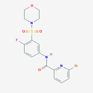 molecular formula C16H15BrFN3O4S B2622592 6-bromo-N-[4-fluoro-3-(morpholine-4-sulfonyl)phenyl]pyridine-2-carboxamide CAS No. 1428109-66-3