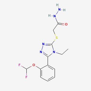 molecular formula C13H15F2N5O2S B2622594 2-((5-(2-(Difluoromethoxy)phenyl)-4-ethyl-4H-1,2,4-triazol-3-yl)thio)acetohydrazide CAS No. 862781-95-1