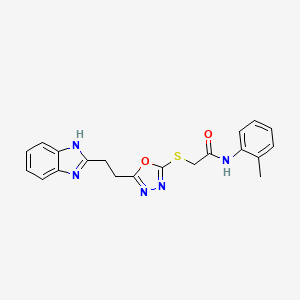2-((5-(2-(1H-benzo[d]imidazol-2-yl)ethyl)-1,3,4-oxadiazol-2-yl)thio)-N-(o-tolyl)acetamide