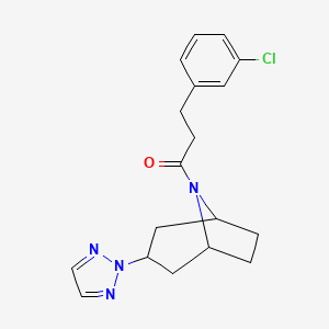 molecular formula C18H21ClN4O B2622613 1-((1R,5S)-3-(2H-1,2,3-triazol-2-yl)-8-azabicyclo[3.2.1]octan-8-yl)-3-(3-chlorophenyl)propan-1-one CAS No. 2108287-89-2