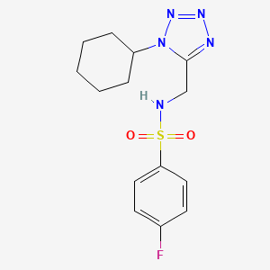 molecular formula C14H18FN5O2S B2622614 N-((1-cyclohexyl-1H-tetrazol-5-yl)methyl)-4-fluorobenzenesulfonamide CAS No. 921061-47-4