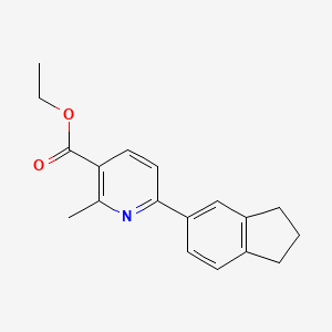 molecular formula C18H19NO2 B2622631 ethyl 6-(2,3-dihydro-1H-inden-5-yl)-2-methylnicotinate CAS No. 860612-08-4