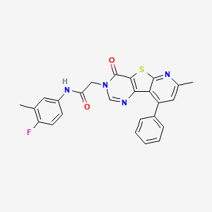 molecular formula C25H19FN4O2S B2622641 N-(4-fluoro-3-methylphenyl)-2-(7-methyl-4-oxo-9-phenylpyrido[3',2':4,5]thieno[3,2-d]pyrimidin-3(4H)-yl)acetamide CAS No. 946270-24-2
