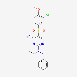 molecular formula C20H21ClN4O3S B2622660 N~2~-benzyl-5-[(3-chloro-4-methoxyphenyl)sulfonyl]-N~2~-ethylpyrimidine-2,4-diamine CAS No. 1251626-80-8
