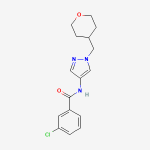 3-chloro-N-(1-((tetrahydro-2H-pyran-4-yl)methyl)-1H-pyrazol-4-yl)benzamide