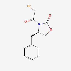 molecular formula C12H12BrNO3 B2622663 2-Oxazolidinone, 3-(bromoacetyl)-4-(phenylmethyl)-, (4R)- CAS No. 110905-24-3
