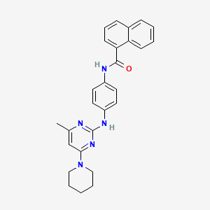 molecular formula C27H27N5O B2622664 N-(4-((4-methyl-6-(piperidin-1-yl)pyrimidin-2-yl)amino)phenyl)-1-naphthamide CAS No. 923123-54-0