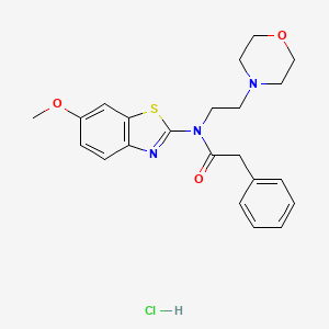 molecular formula C22H26ClN3O3S B2622665 N-(6-methoxybenzo[d]thiazol-2-yl)-N-(2-morpholinoethyl)-2-phenylacetamide hydrochloride CAS No. 1216851-97-6