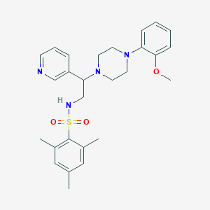 molecular formula C27H34N4O3S B2622669 N-(2-(4-(2-methoxyphenyl)piperazin-1-yl)-2-(pyridin-3-yl)ethyl)-2,4,6-trimethylbenzenesulfonamide CAS No. 863558-98-9